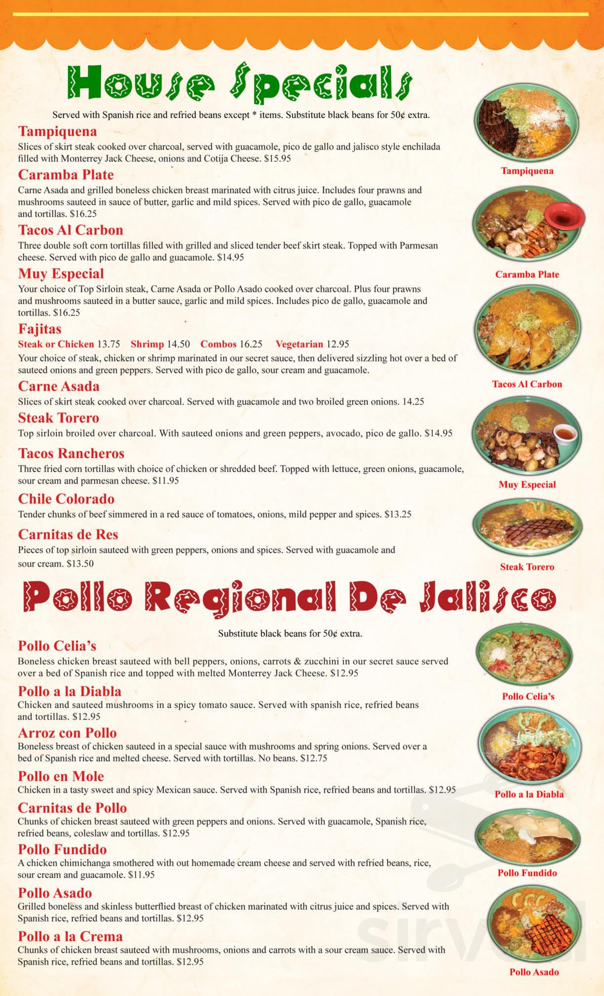 Celia's Mexican Restaurant menu in Tualatin, Oregon, USA