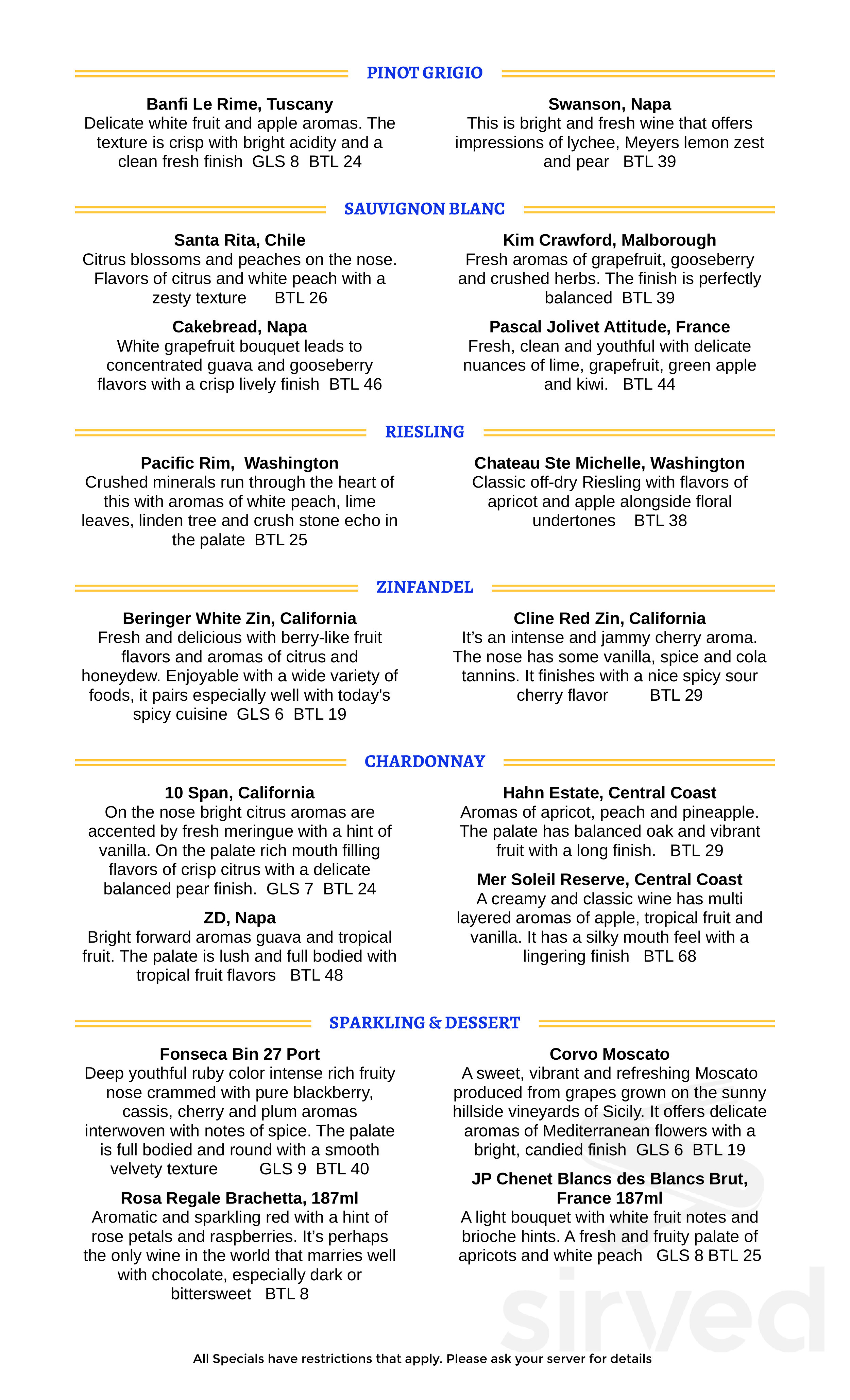 Menu - Fort Myers FL's KJ's Steakhouse | Sirved