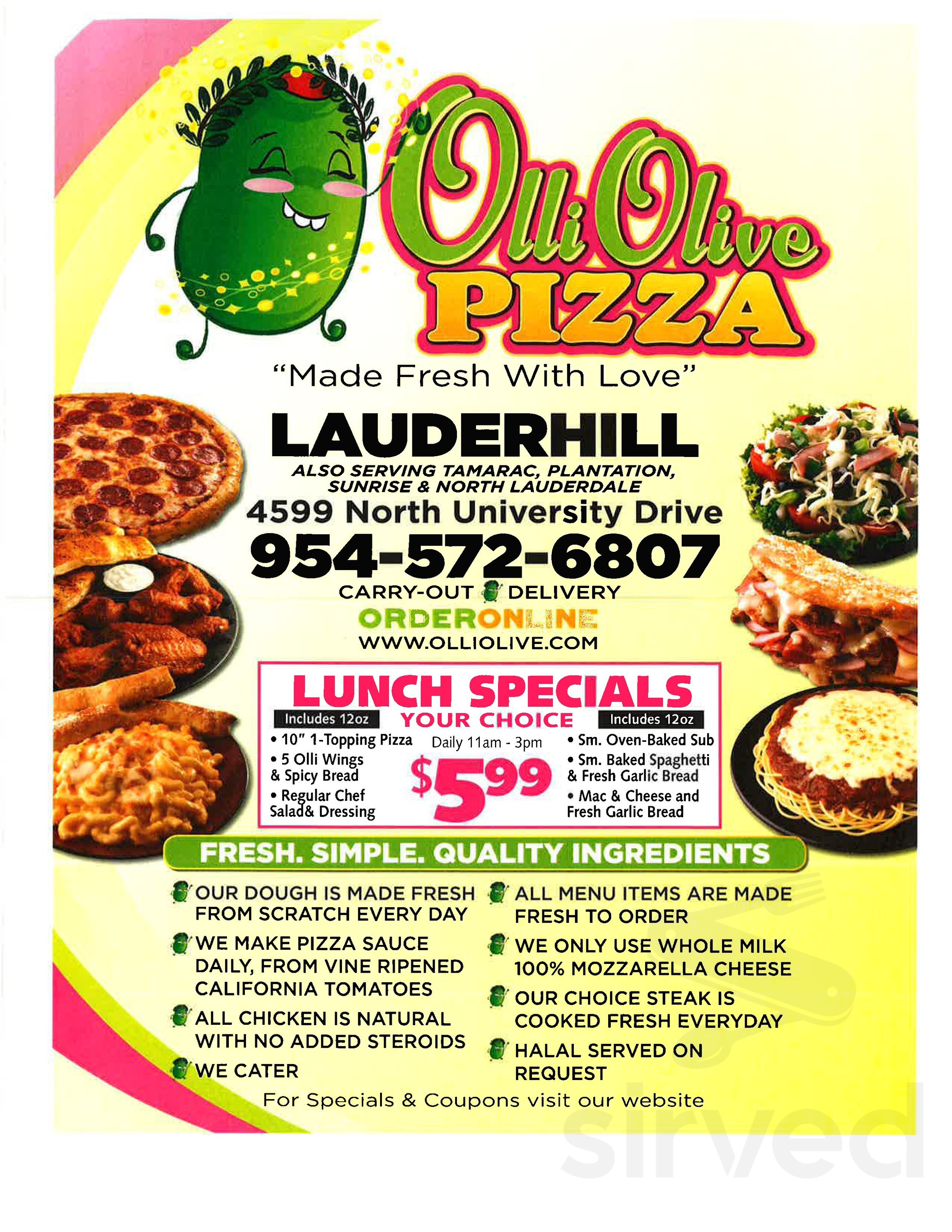 Olli Olive Pizza menus in Lauderhill, Florida, United States
