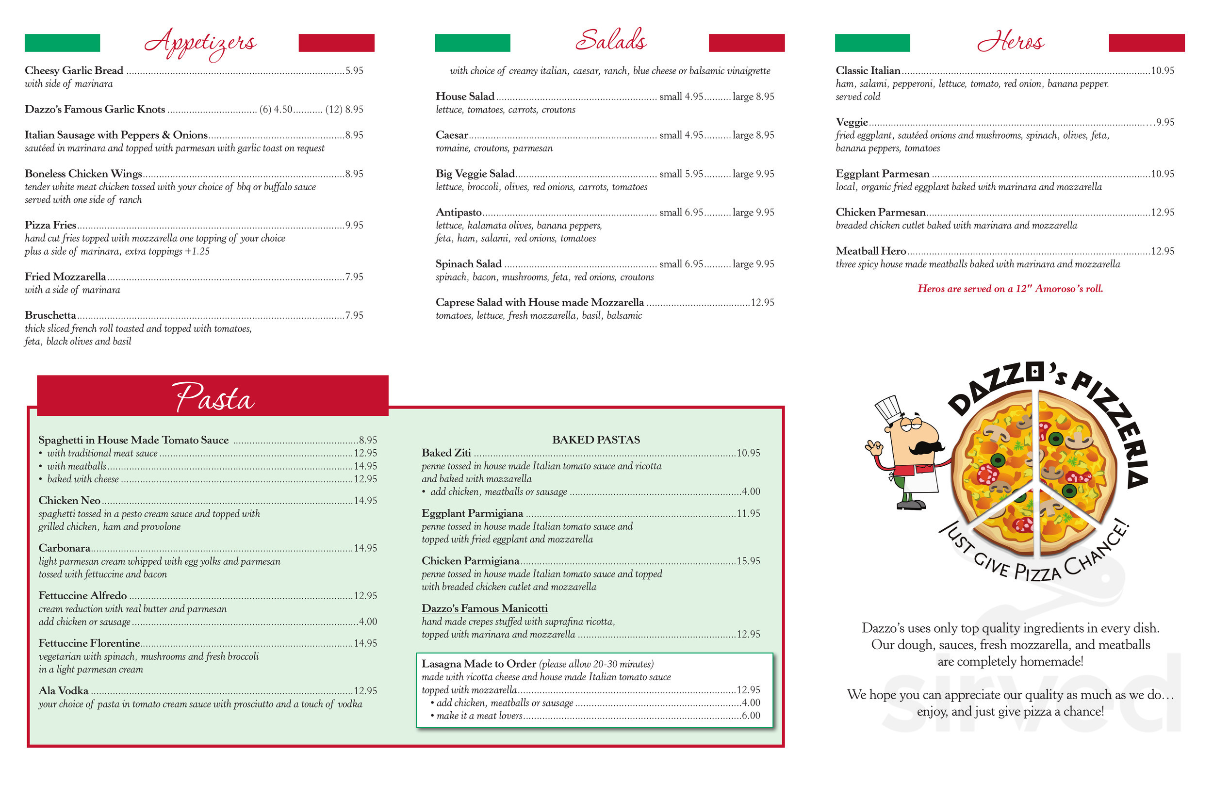 dazzos menu