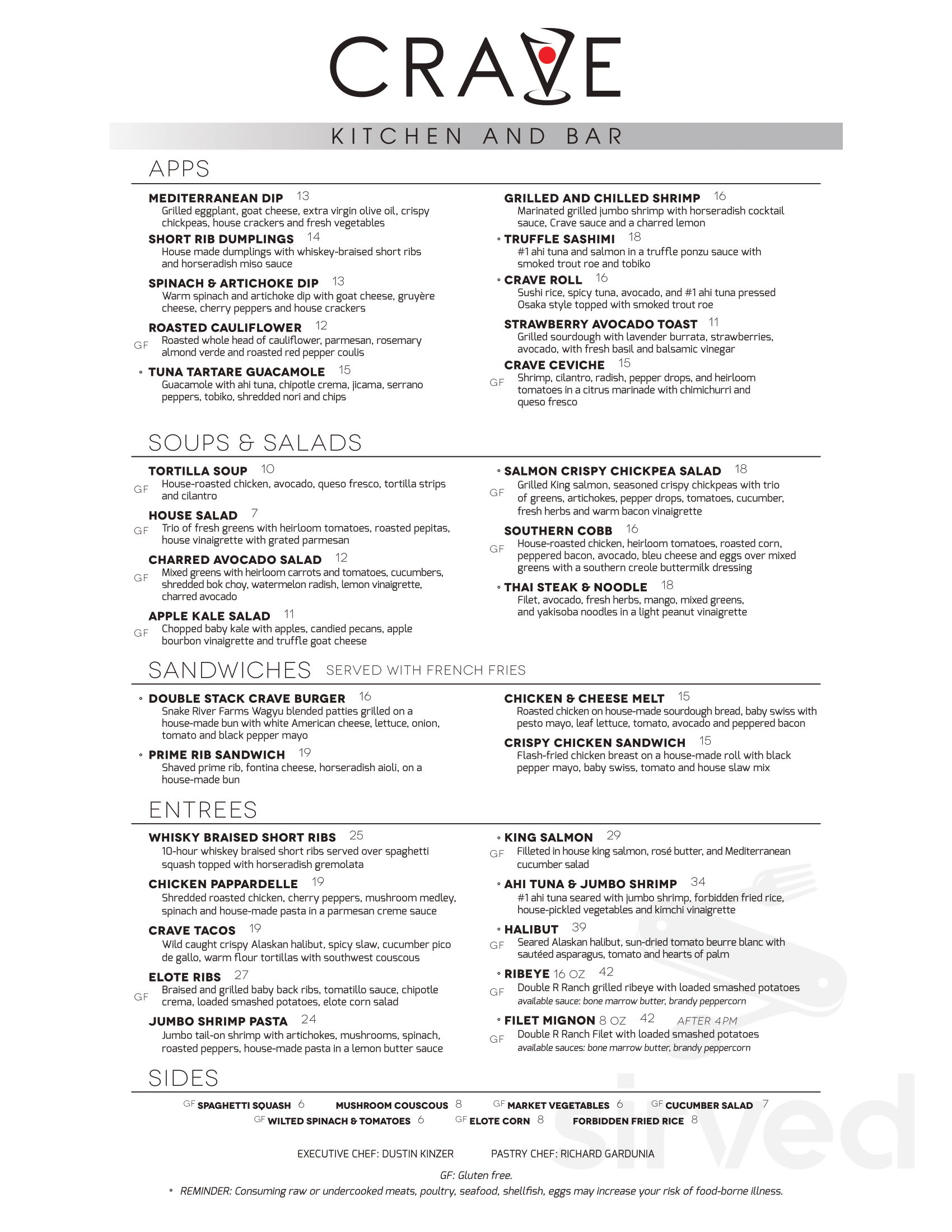 Crave Kitchen & Bar Menu - Eagle, Idaho | Sirved