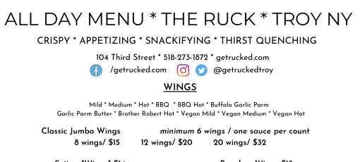 The Ruck Troy Bar Menu for The Ruck in Troy, NY | Sirved