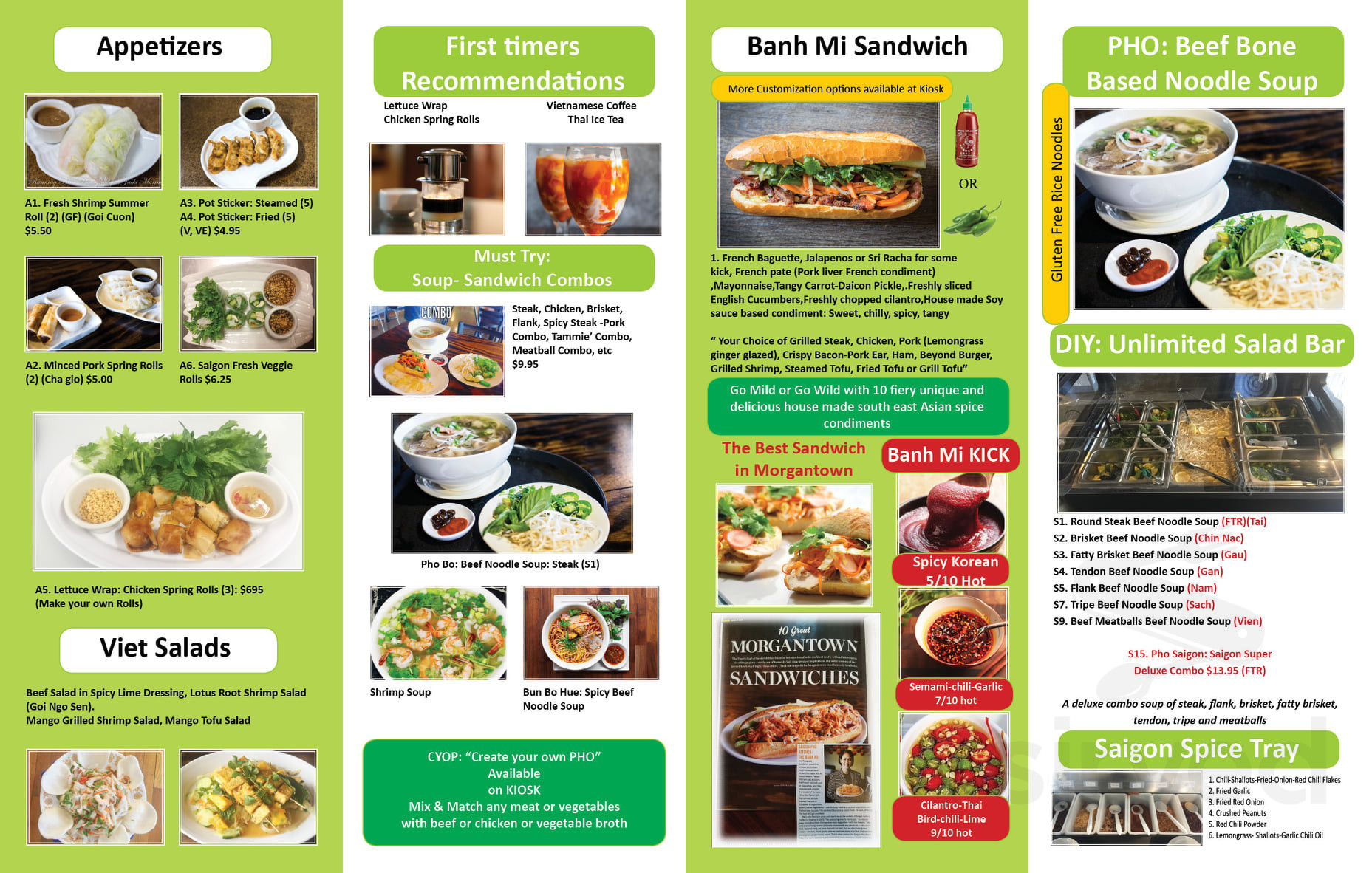 Saigon Pho Kitchen menu in Morgantown, West Virginia, USA