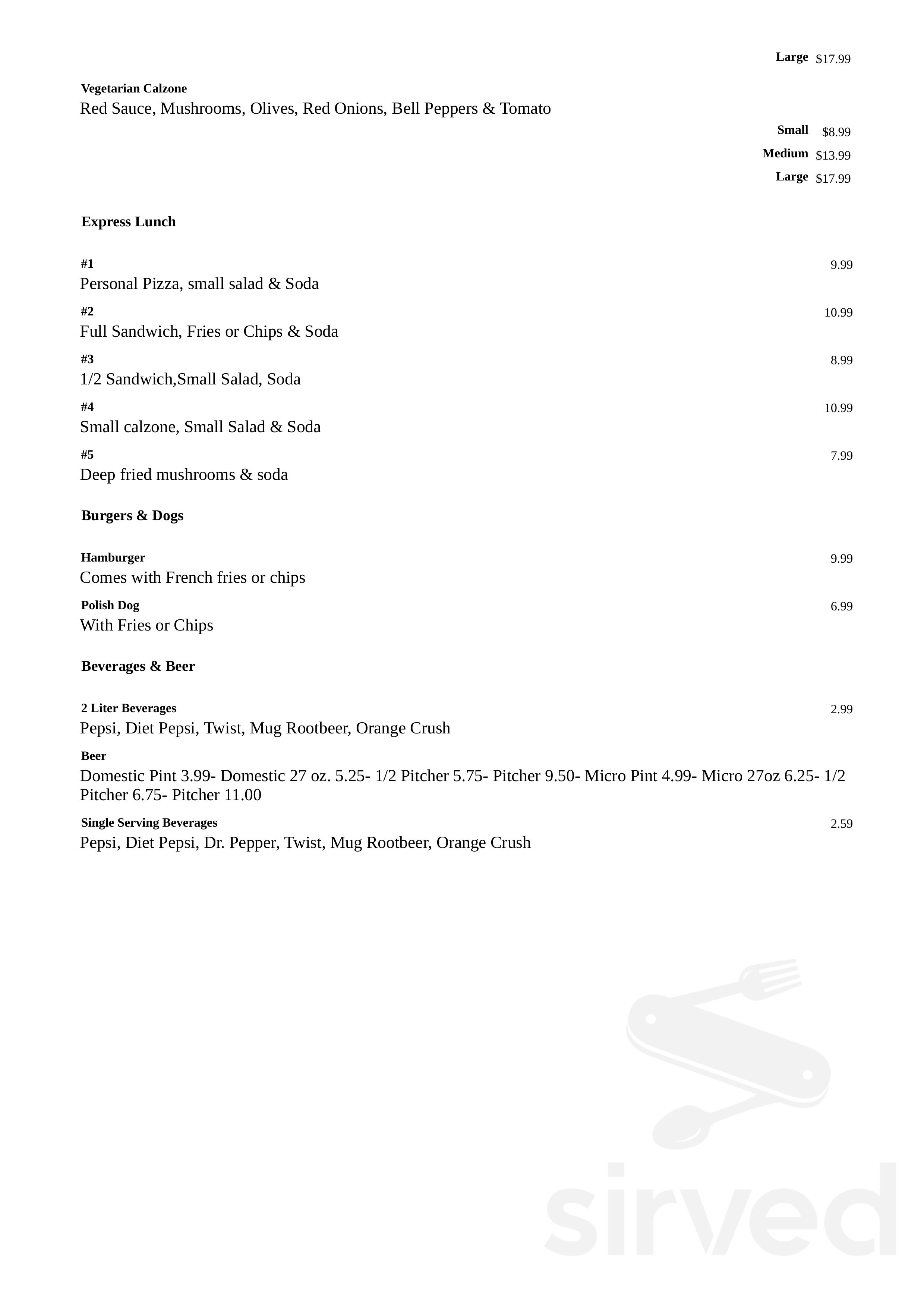 Players Pizza menus in Anderson, California, United States