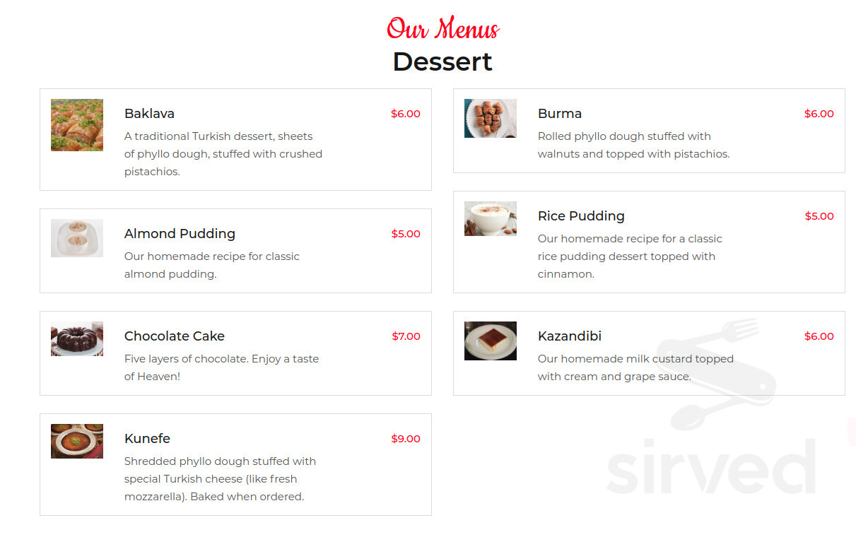 Menu - Alpharetta GA's Cafe Efendi Mediterranean Restaurant | Sirved