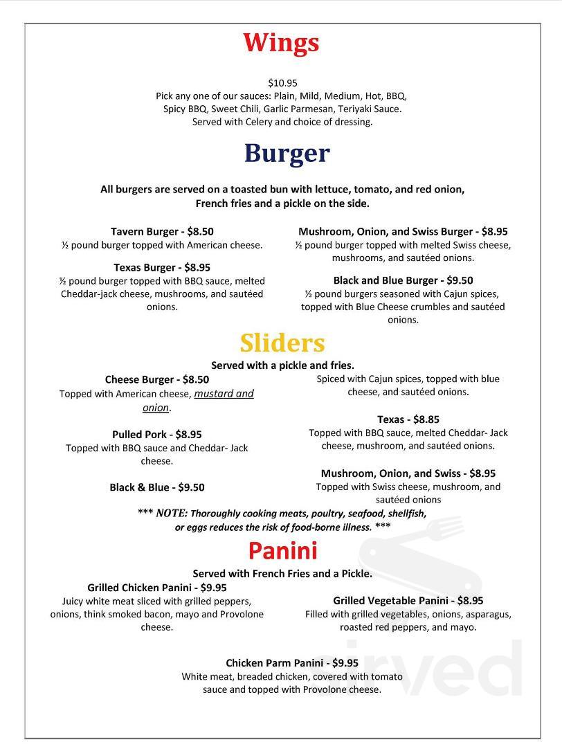 Brookside Bar & Grill lunch menu in Higganum, Connecticut