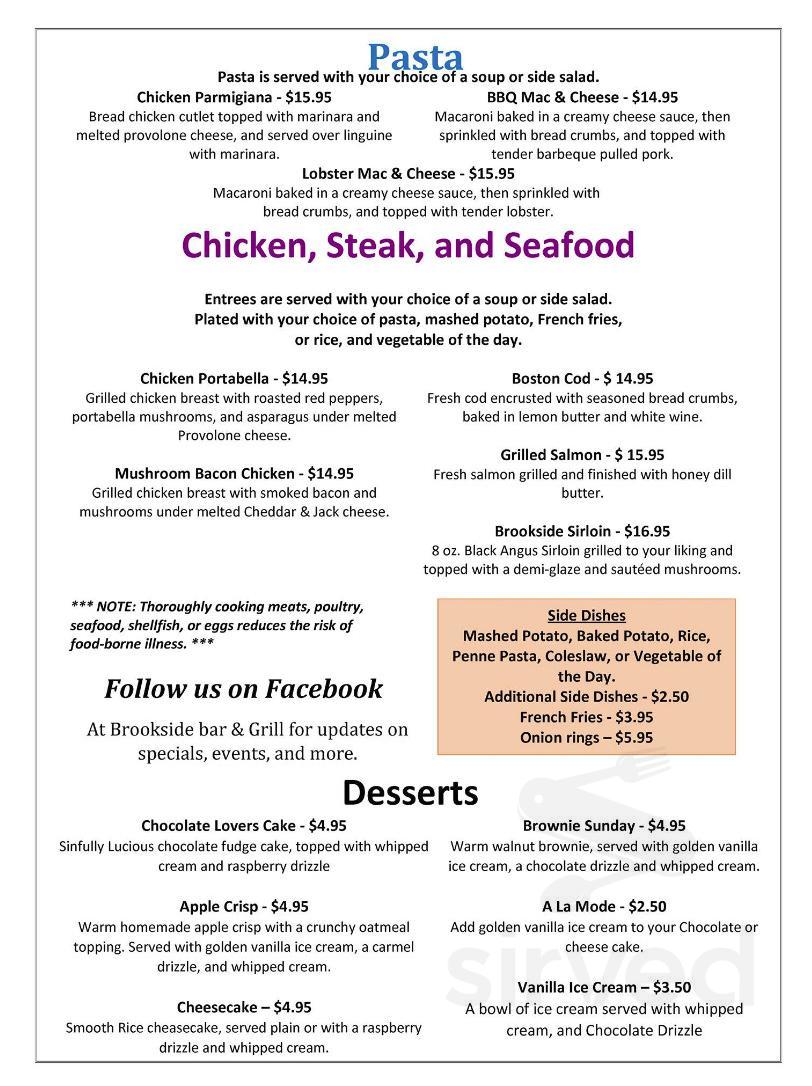 Brookside Bar & Grill menu in Higganum, Connecticut
