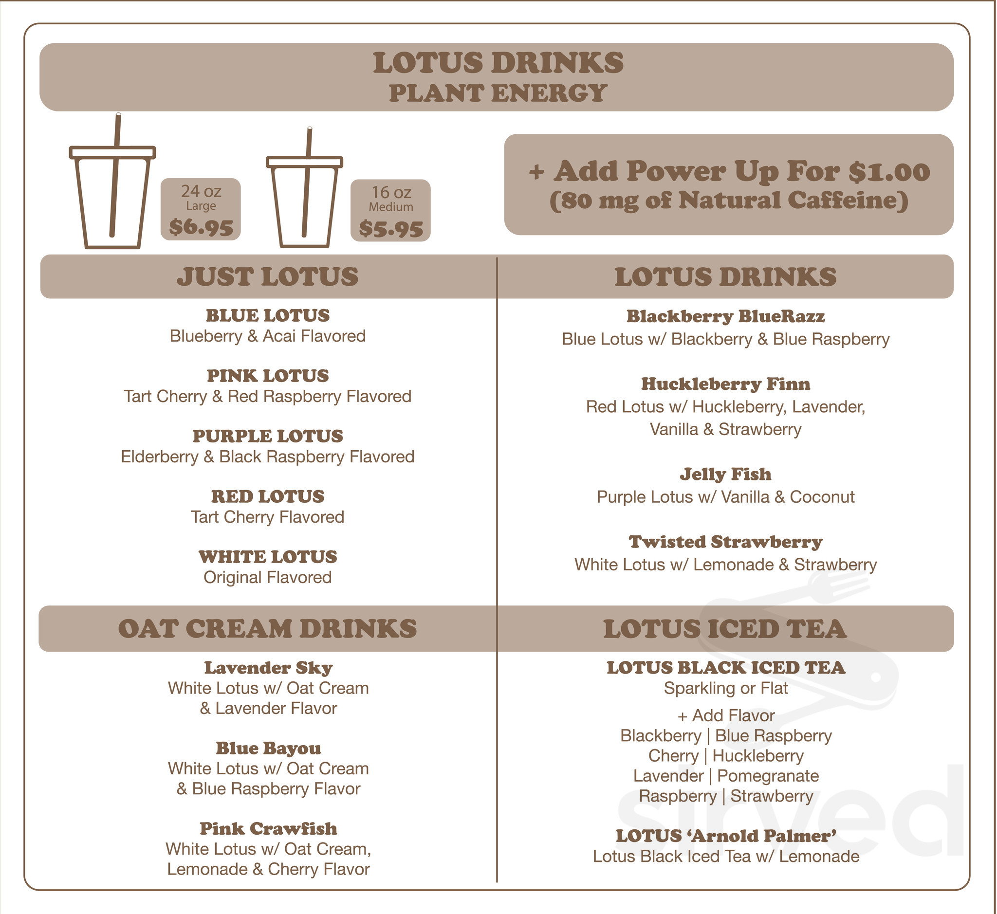 Johnston Street Java menu in Lafayette, Louisiana, USA