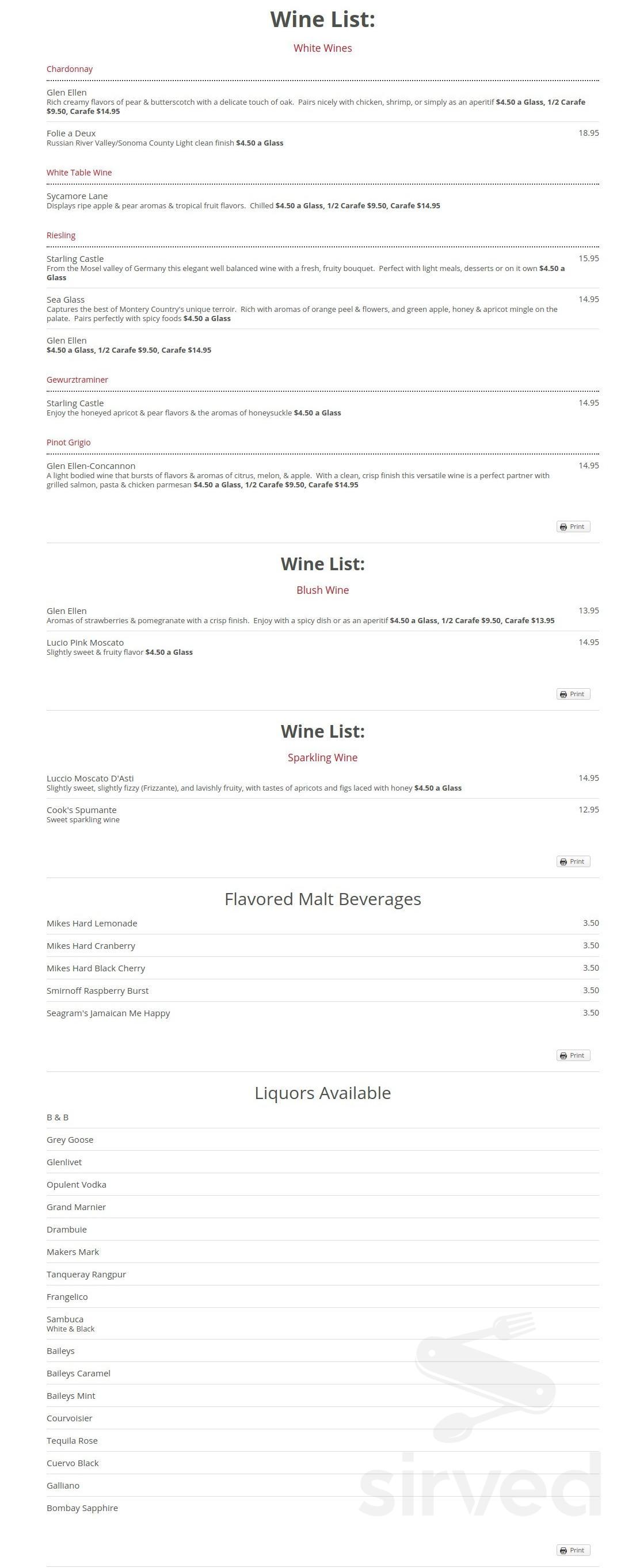 Knotty Pine Supper Club menu in Elkton, South Dakota, USA