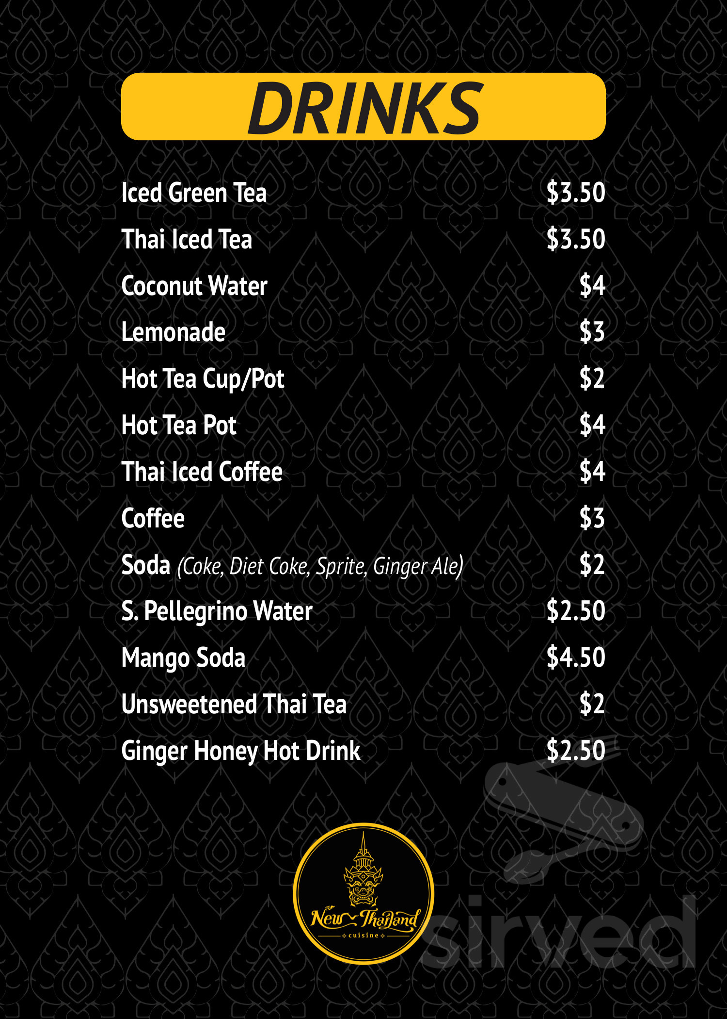 New Thailand Cuisine menu in Lebanon, New Hampshire, USA