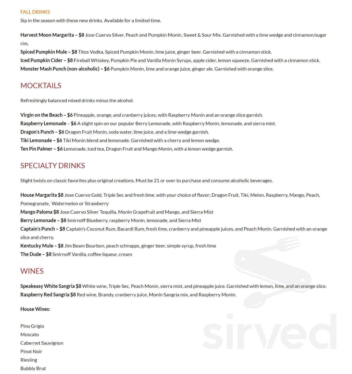 Ten Pin Pizza & More menu in Hilliard, Ohio, USA