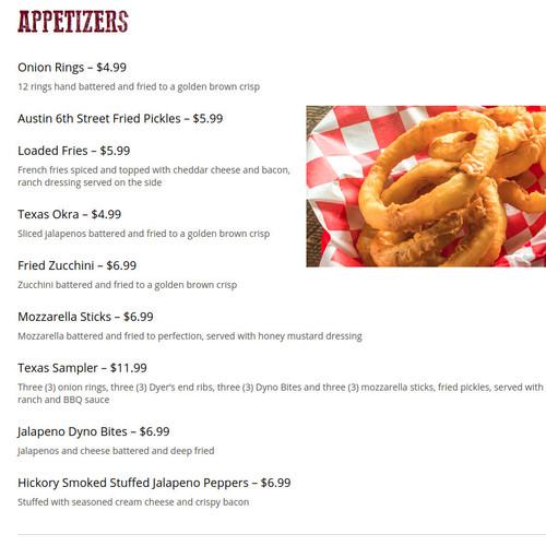 Dyer's BarBQue menu in Amarillo, Texas, USA