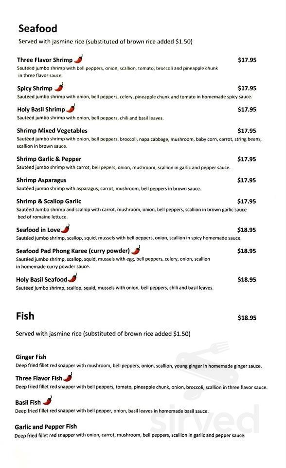 THAI DINER - TAKE OUT ONLY menu in Coplay, Pennsylvania