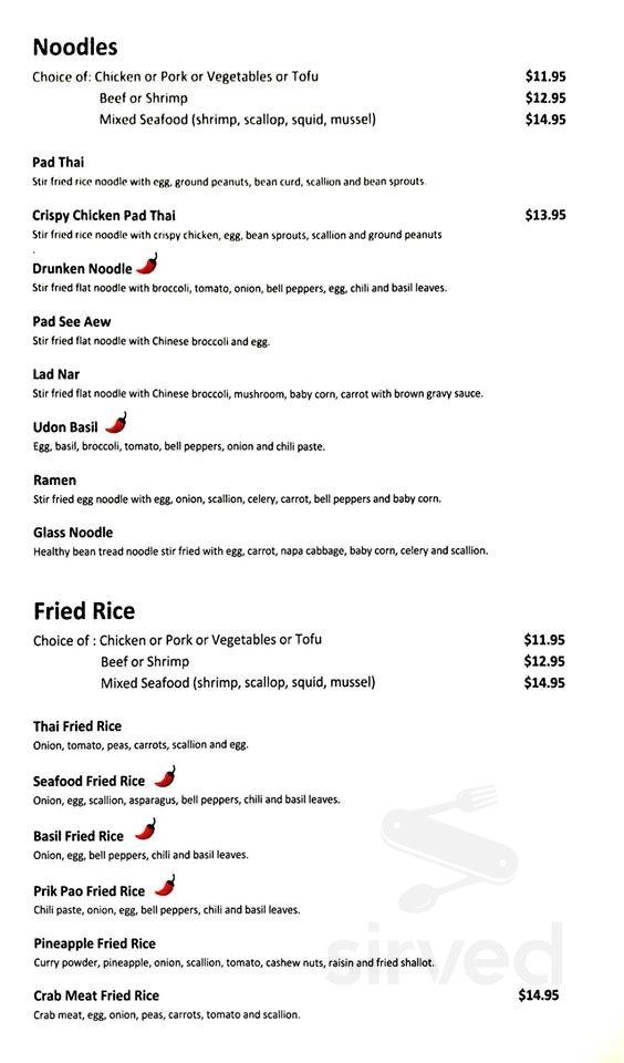 THAI DINER - TAKE OUT ONLY menu in Coplay, Pennsylvania