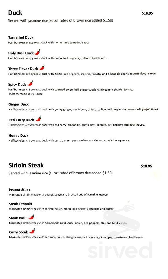 THAI DINER - TAKE OUT ONLY menu in Coplay, Pennsylvania