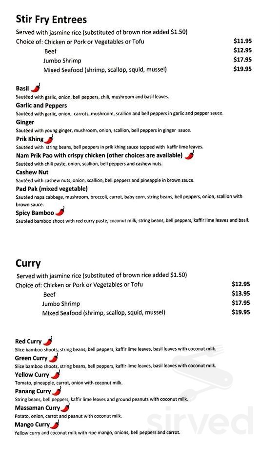 THAI DINER - TAKE OUT ONLY menu in Coplay, Pennsylvania