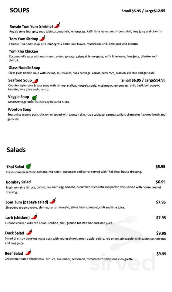 THAI DINER - TAKE OUT ONLY menu in Coplay, Pennsylvania