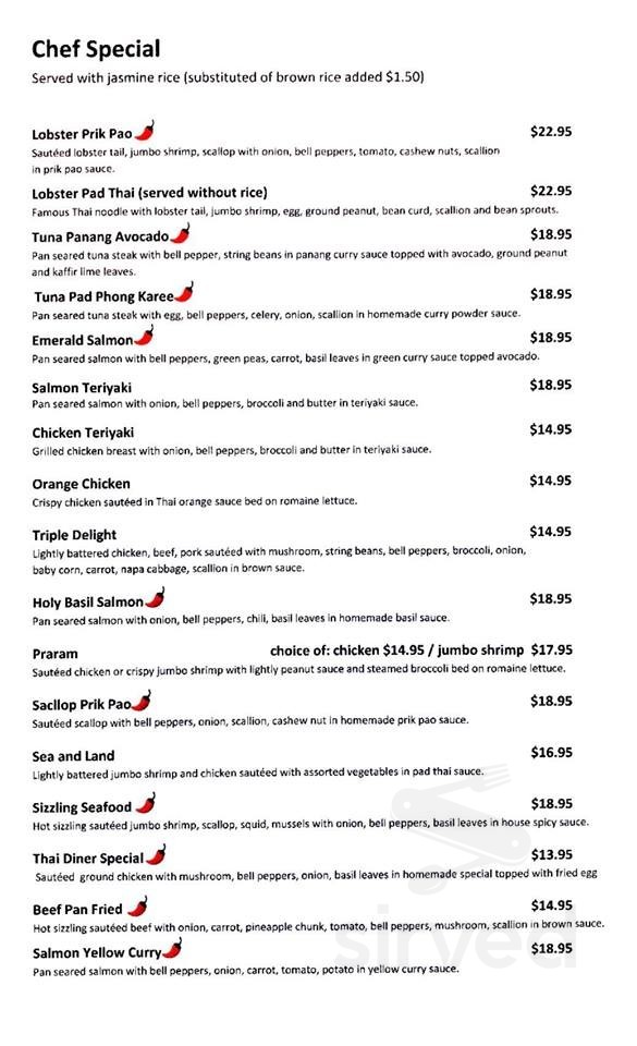 THAI DINER - TAKE OUT ONLY menu in Coplay, Pennsylvania