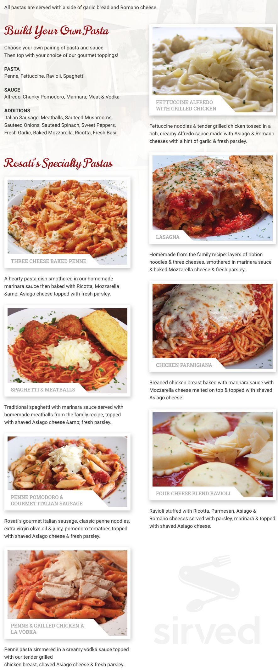 Rosati's Pizza menus in The Woodlands, Texas, United States