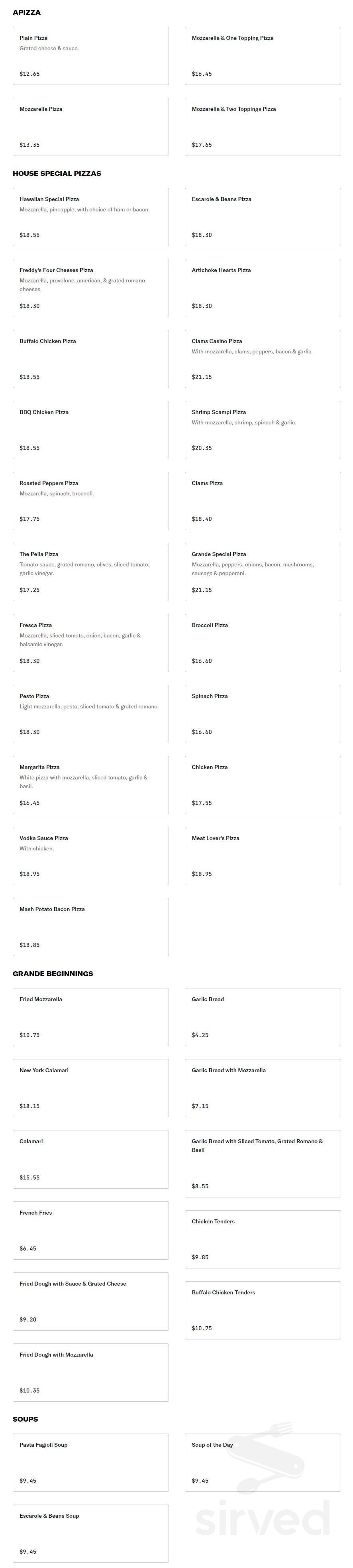 Apizza Grande Deep River menu in Deep River, Connecticut, USA