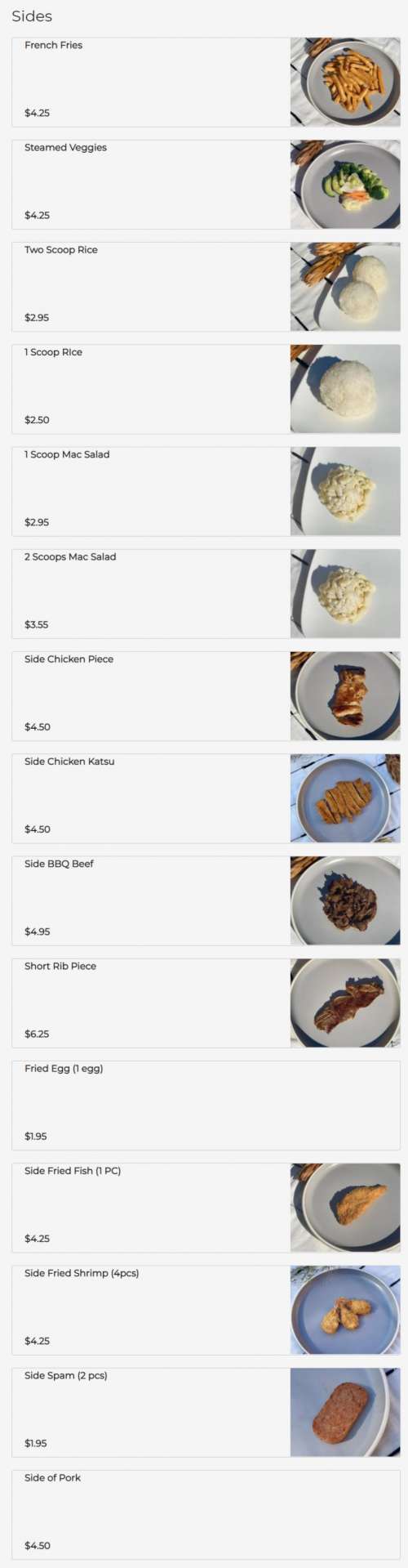 Tim's Hawaiian BBQ menu in Davis, California, USA