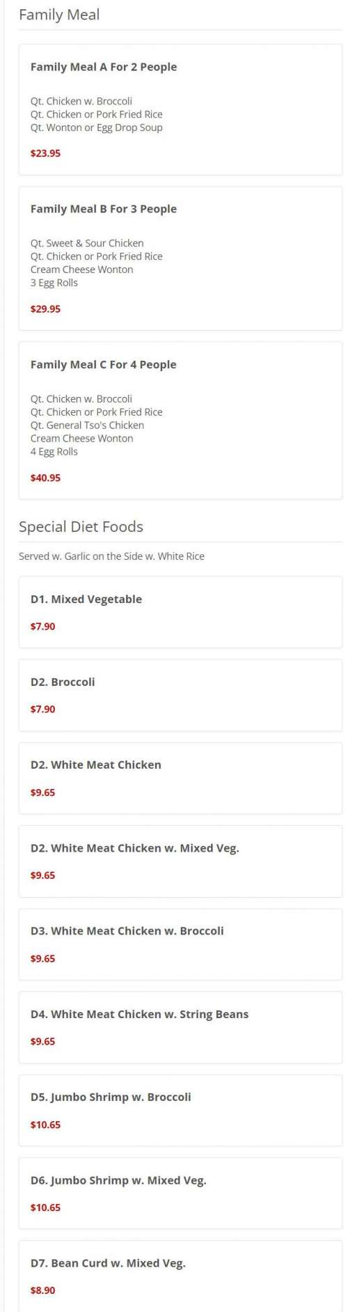 East Wind Chinese Food & Sushi menu in Olive Branch, Mississippi, USA