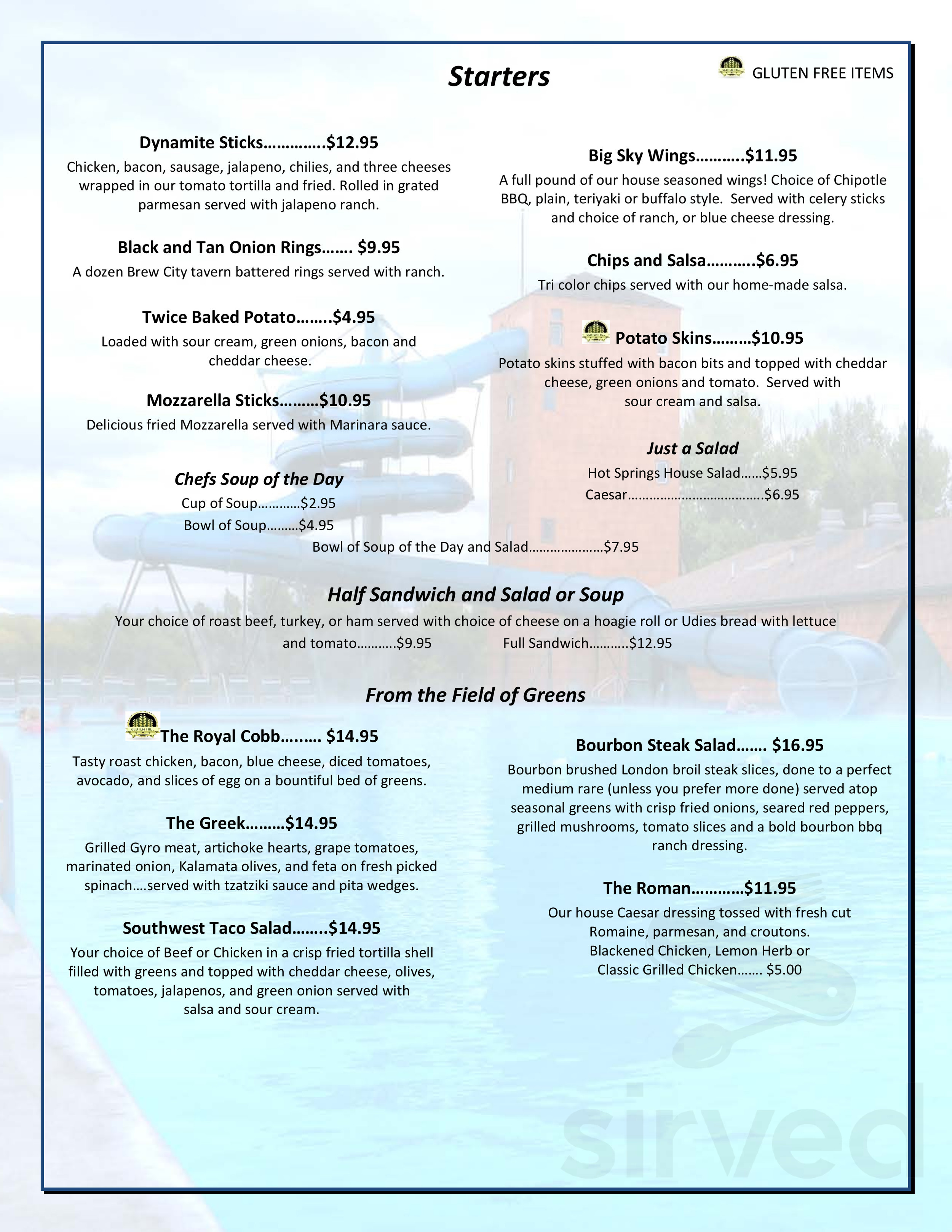 Menu - Anaconda MT's Fairmont Hot Springs Resort | Sirved