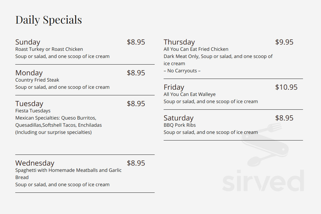 Sigourney Café menu in Sigourney, Iowa, USA