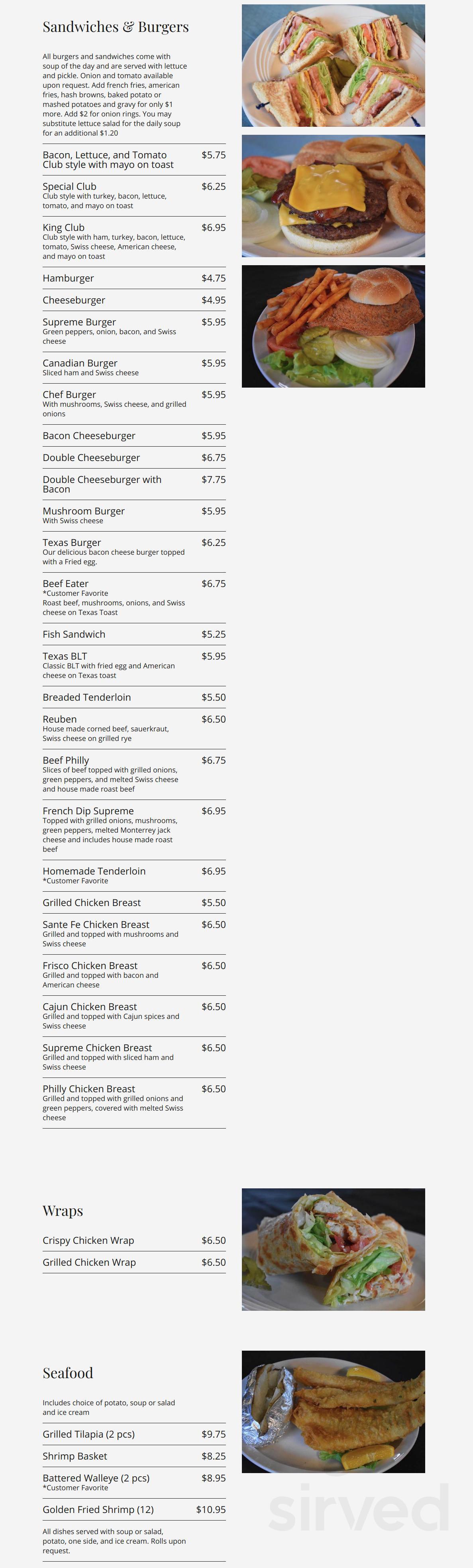 Sigourney Café menu in Sigourney, Iowa, USA