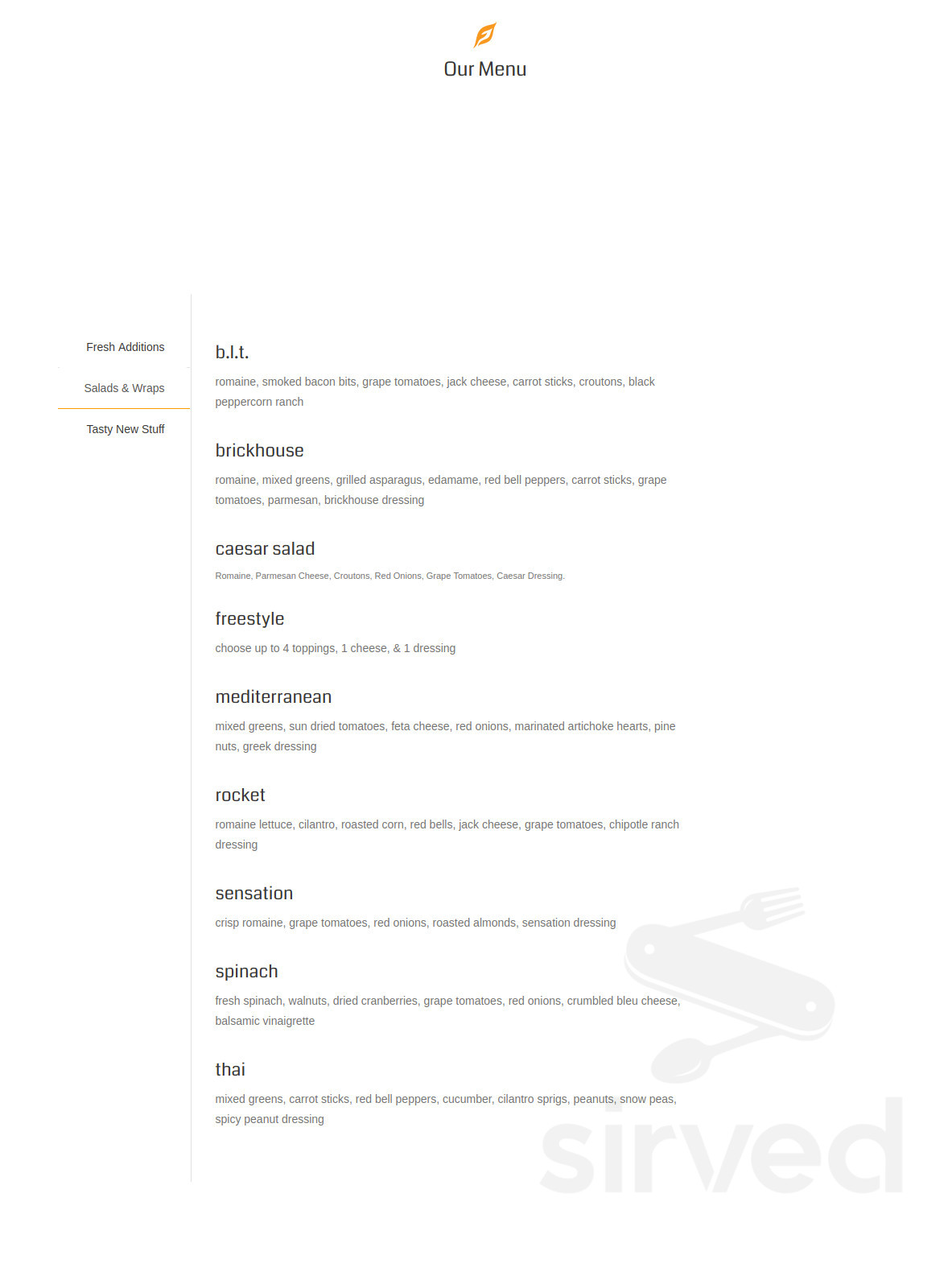 FRESHJUNKIE Main St menus in Baton Rouge, Louisiana, United States