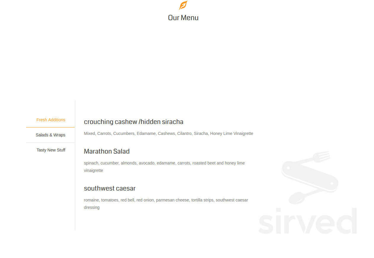 FRESHJUNKIE Main St menus in Baton Rouge, Louisiana, United States