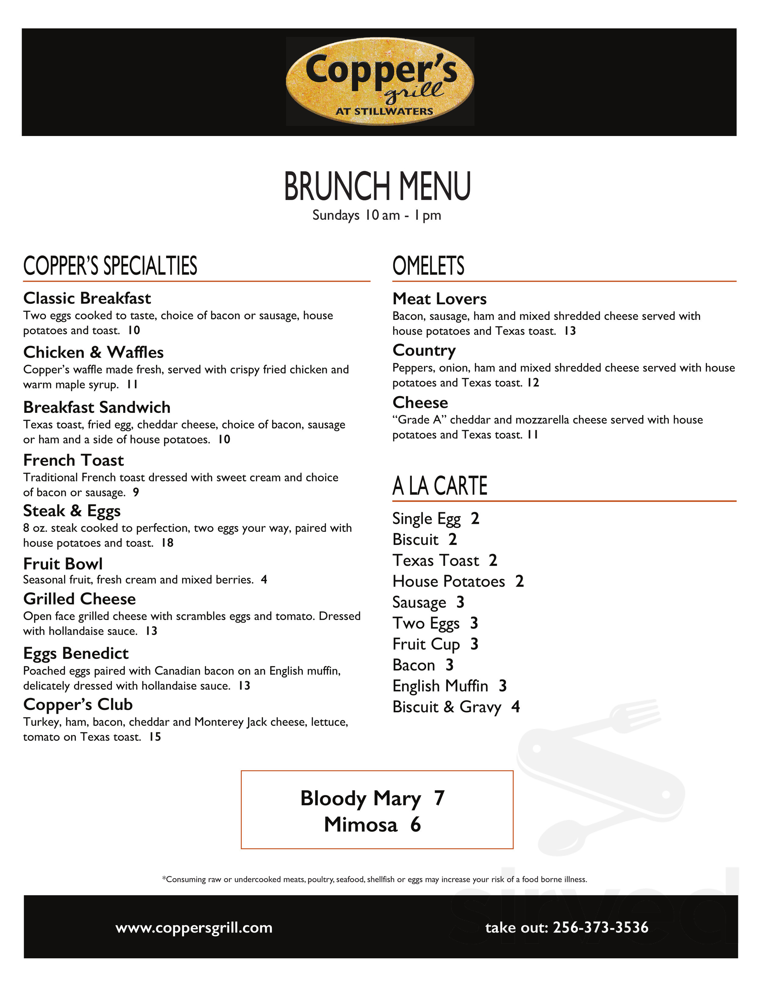 Copper s Bar Grill Menu In Dadeville Alabama USA