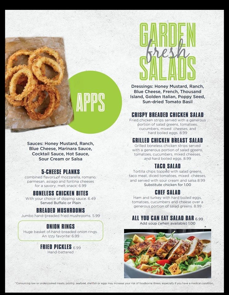 Izzy & Eddy's Restaurant menu in Tipton, Indiana, USA