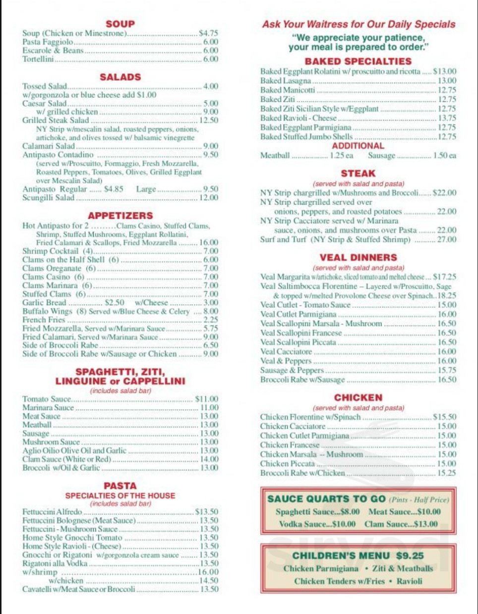 Menu for Sal's Family Pizza in Monroe, Connecticut, United States