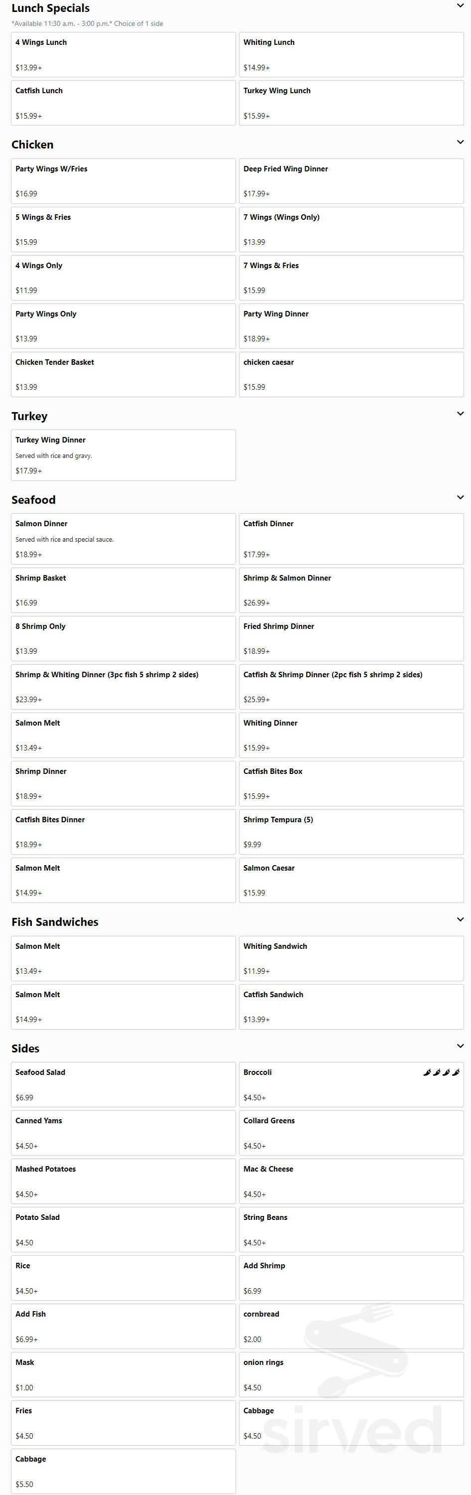 BERTHA'S SOUL FOOD BAR AND GRILL menu in Baltimore, Maryland, USA