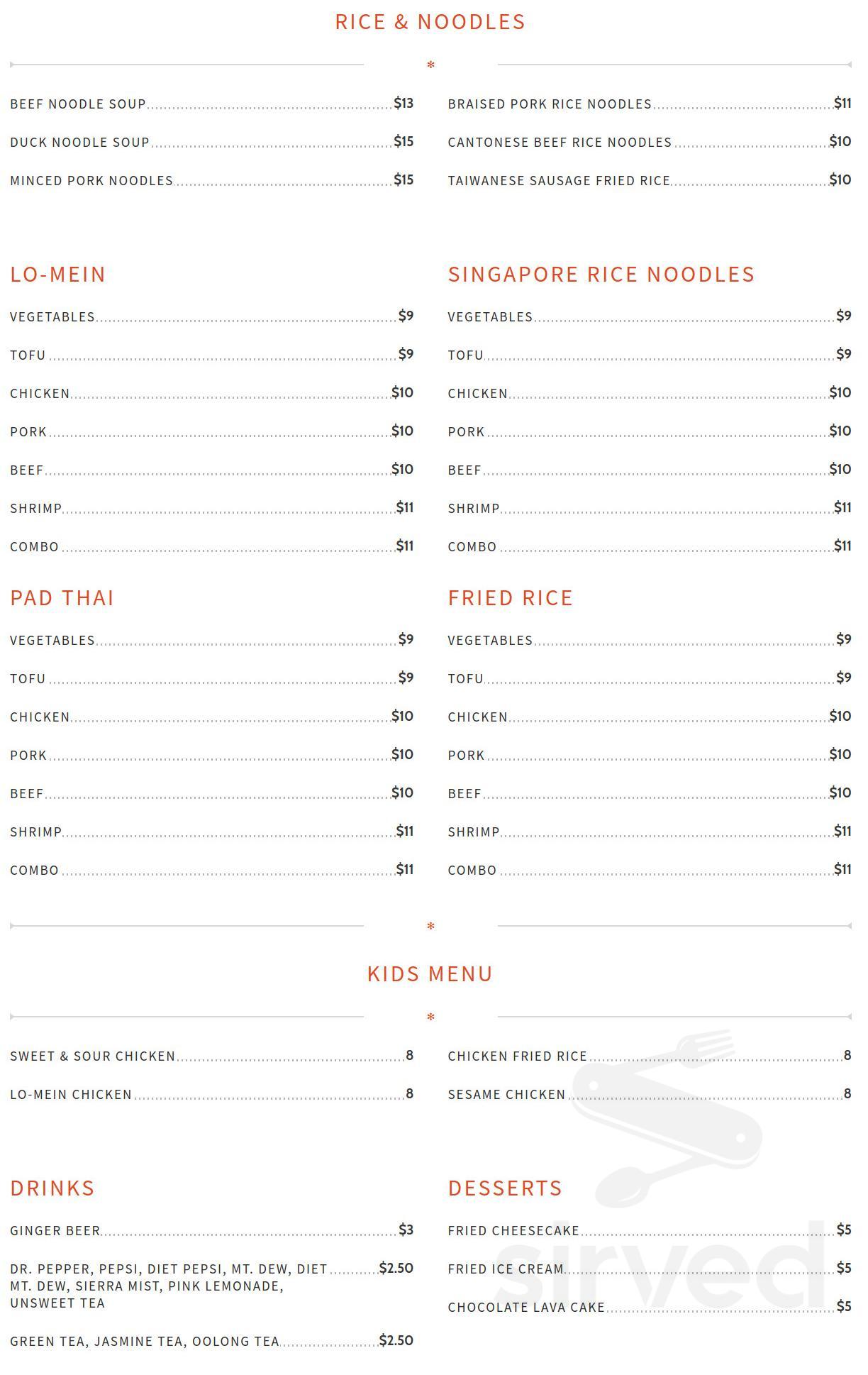 The Joy Luck-Highlands menu in Louisville, Kentucky, USA
