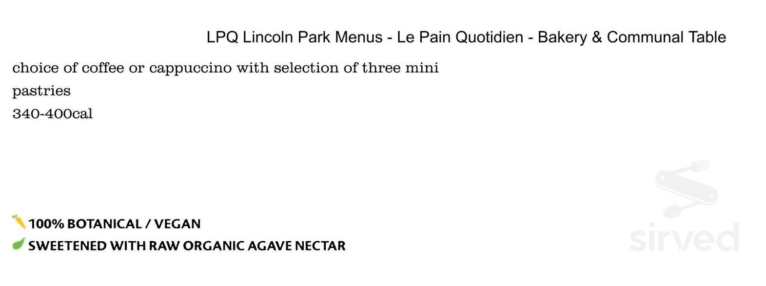Le Pain Quotidien breakfast menu in New York, New York