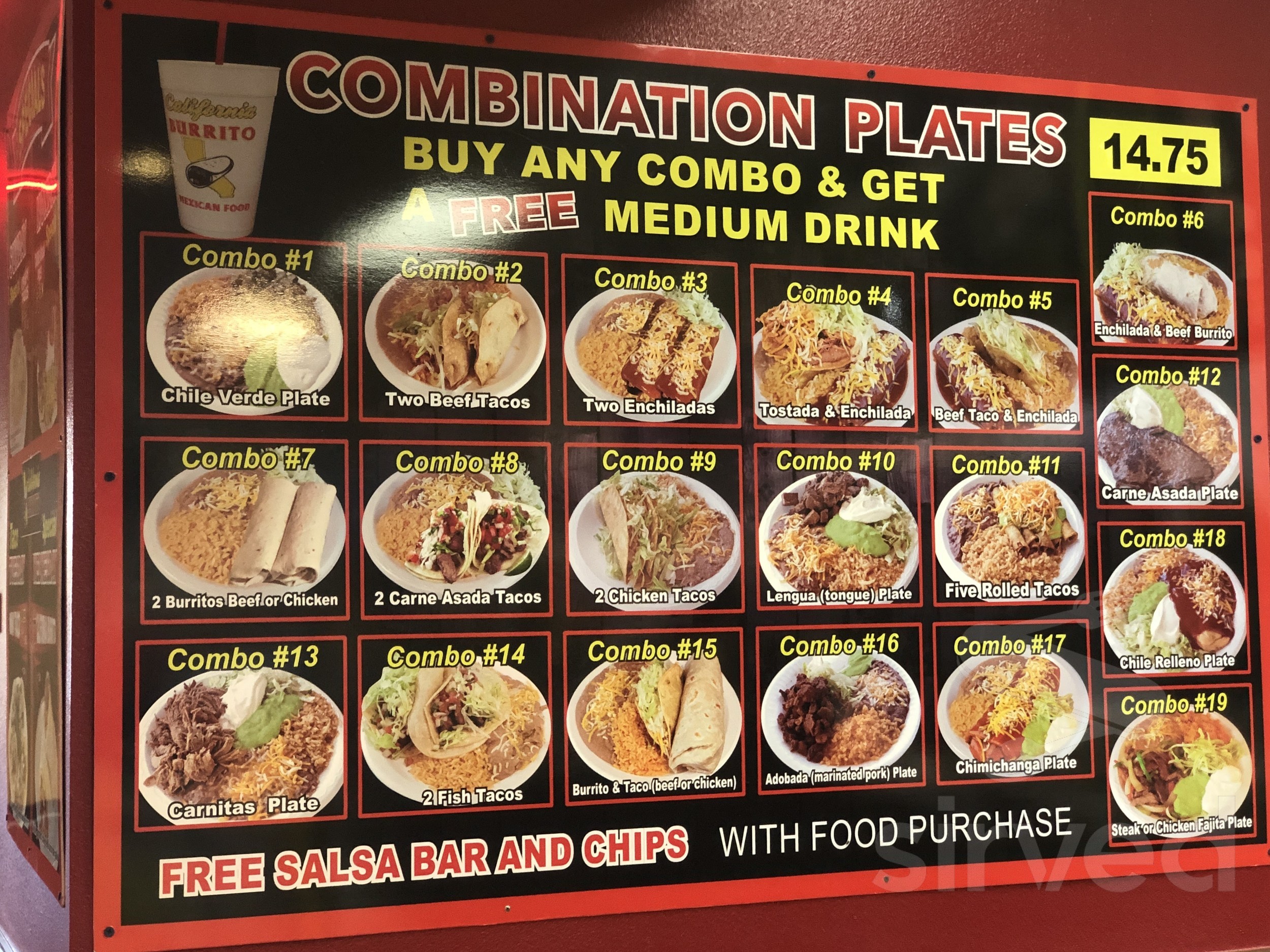 California Burrito menu in Antioch, California, USA