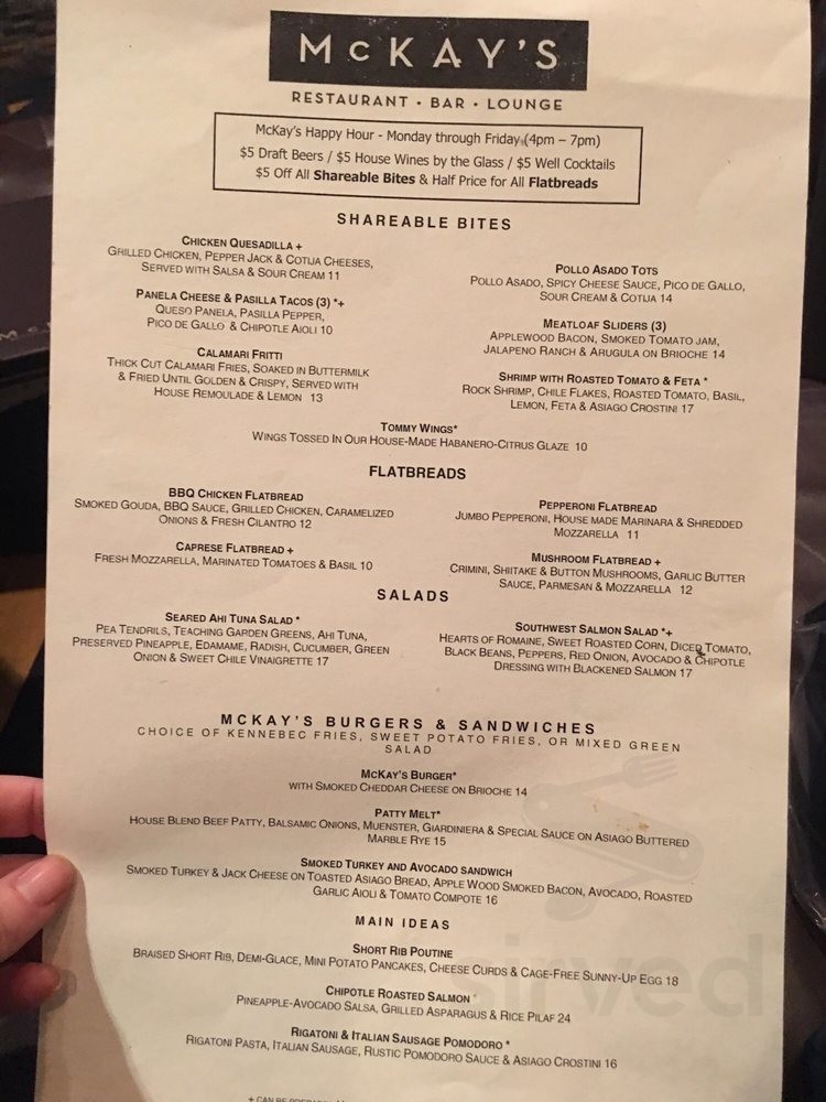 McKay's menu in Los Angeles, California, USA