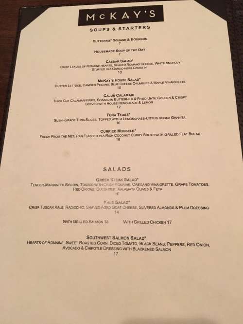 McKay's menu in Los Angeles, California, USA