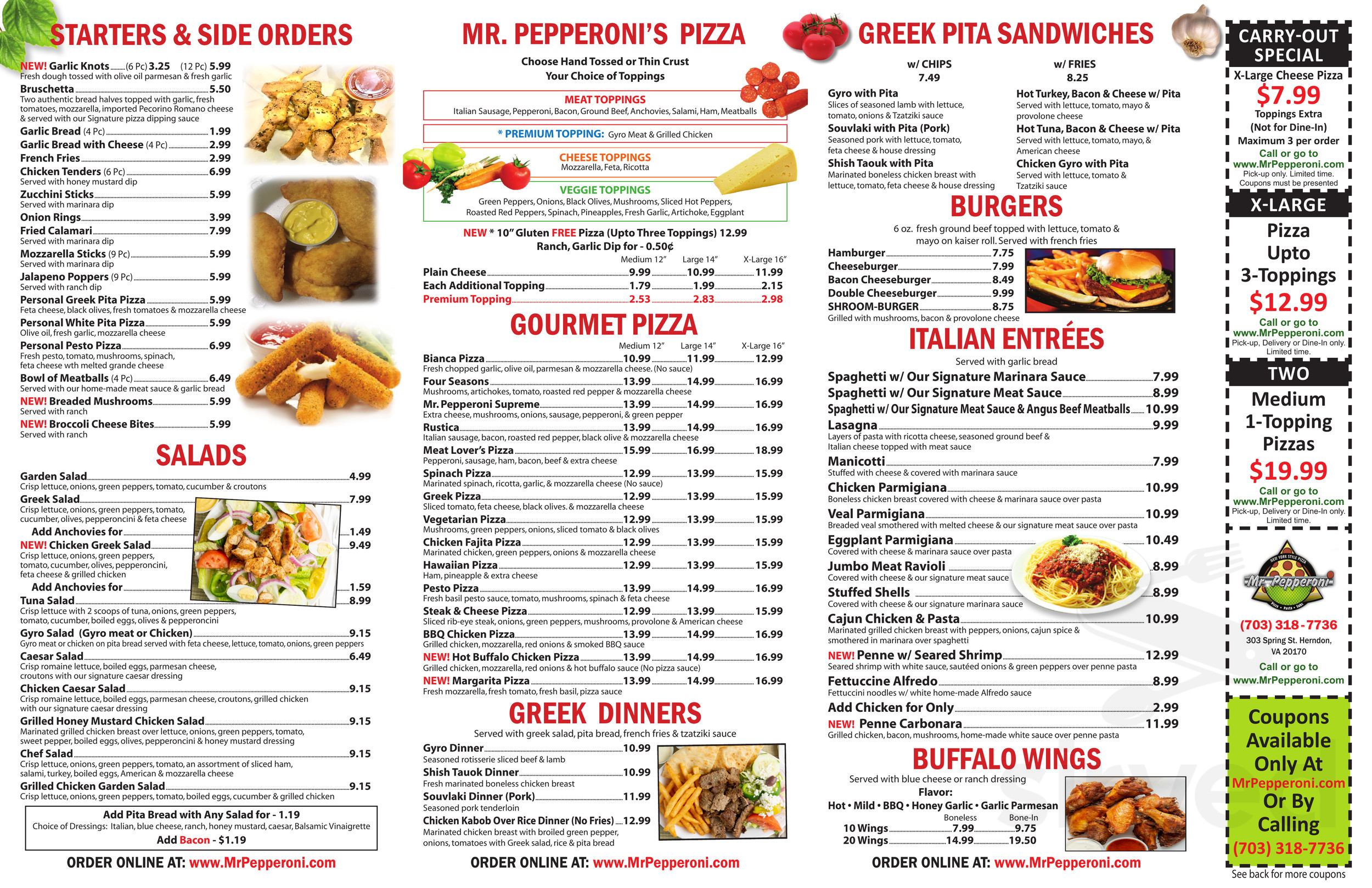 Menu - Herndon VA's Mr.Pepperoni Pizza Herndon | Sirved