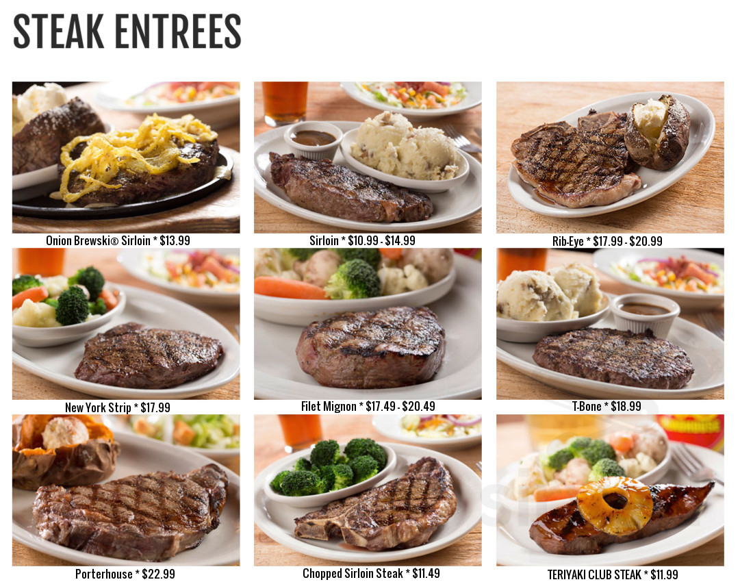 Logan's Roadhouse menu in Greenville, North Carolina, USA