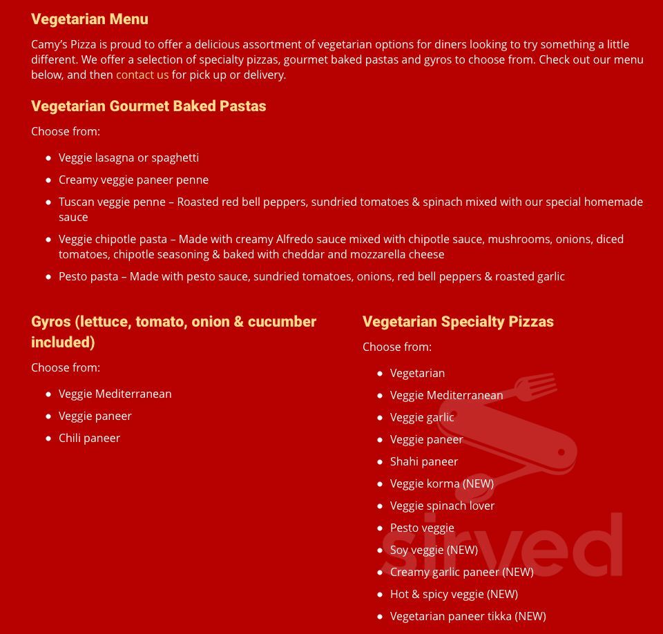 Order CAMYS PIZZA - Maple Ridge, BC Menu Delivery [Menu