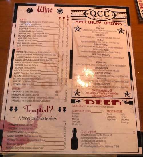 Quill Creek Cafe menu in Scottsdale, Arizona, USA