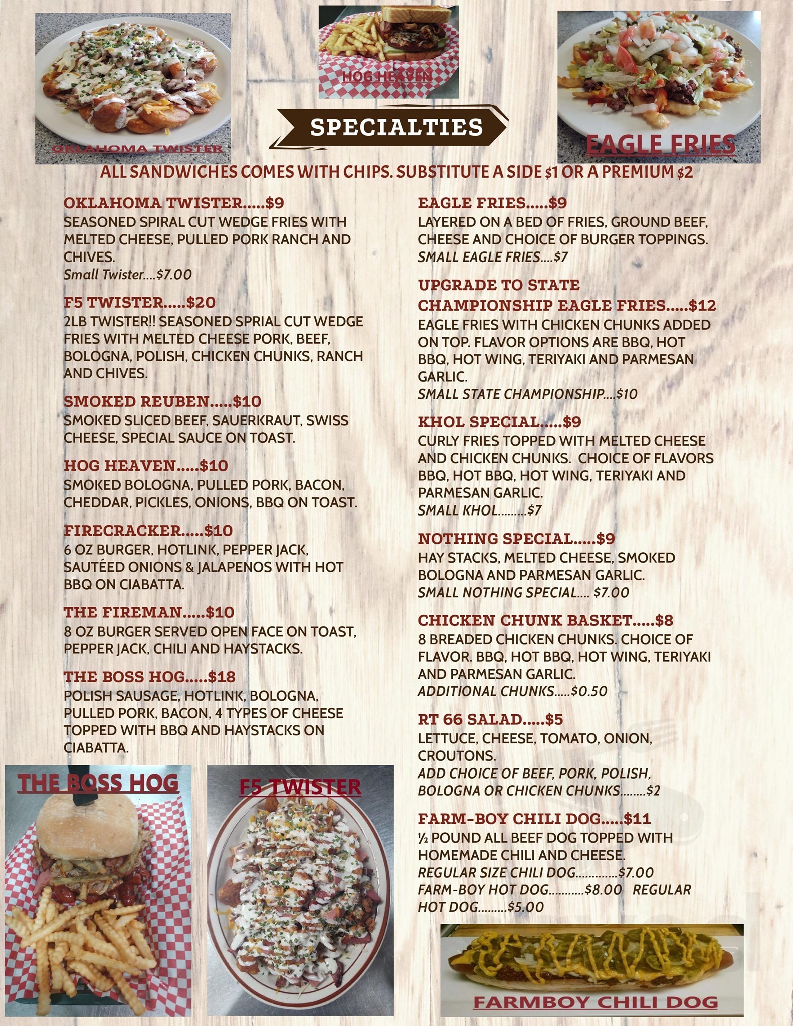 Menu For Nowhere On Route 66 In Afton Oklahoma United States