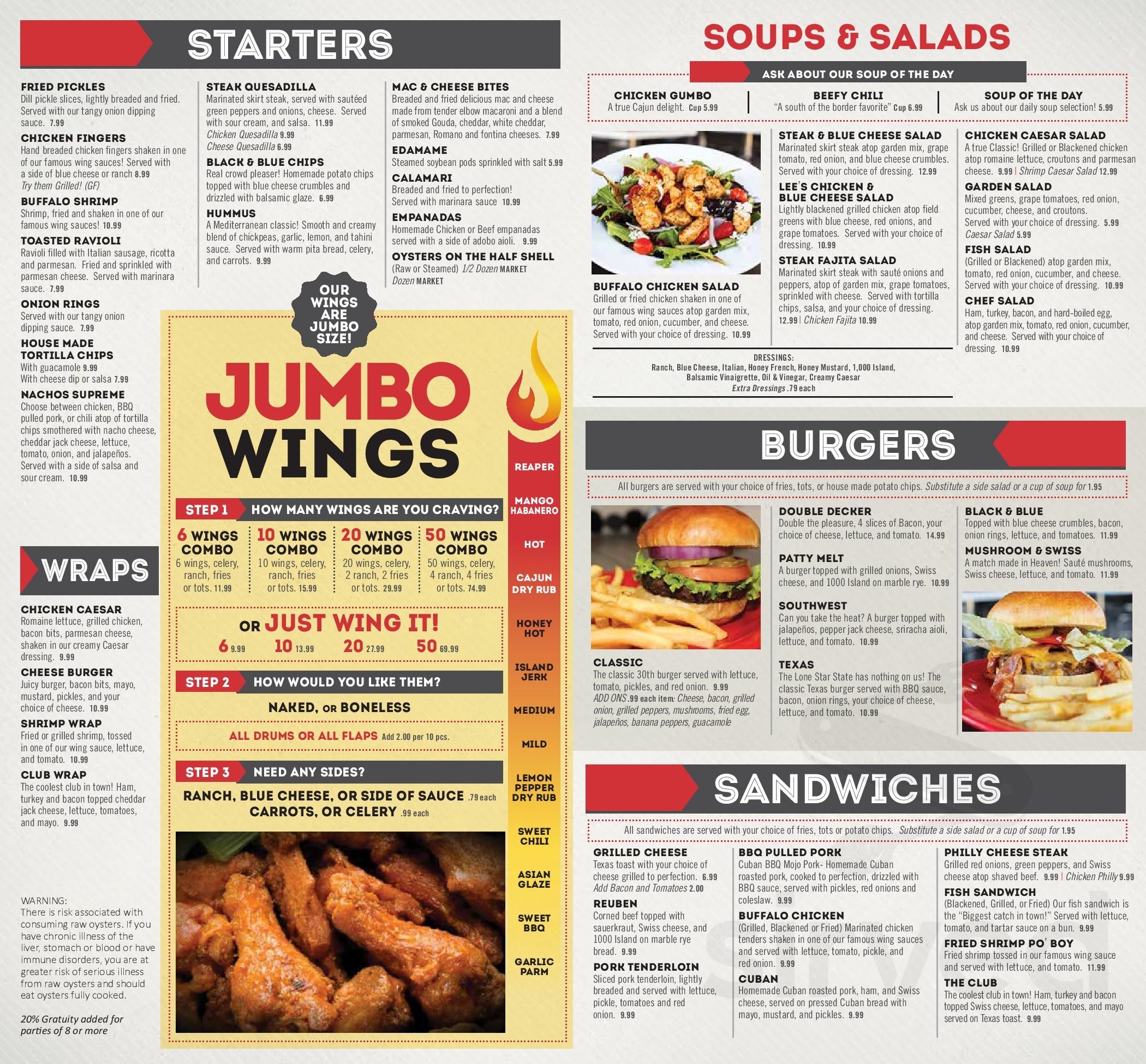 North 30th Sports Pub & Grille USF menus in Tampa, Florida, United States