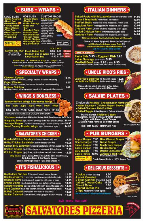 Salvatore s old fashioned pizzeria menu in east rochester new york usa