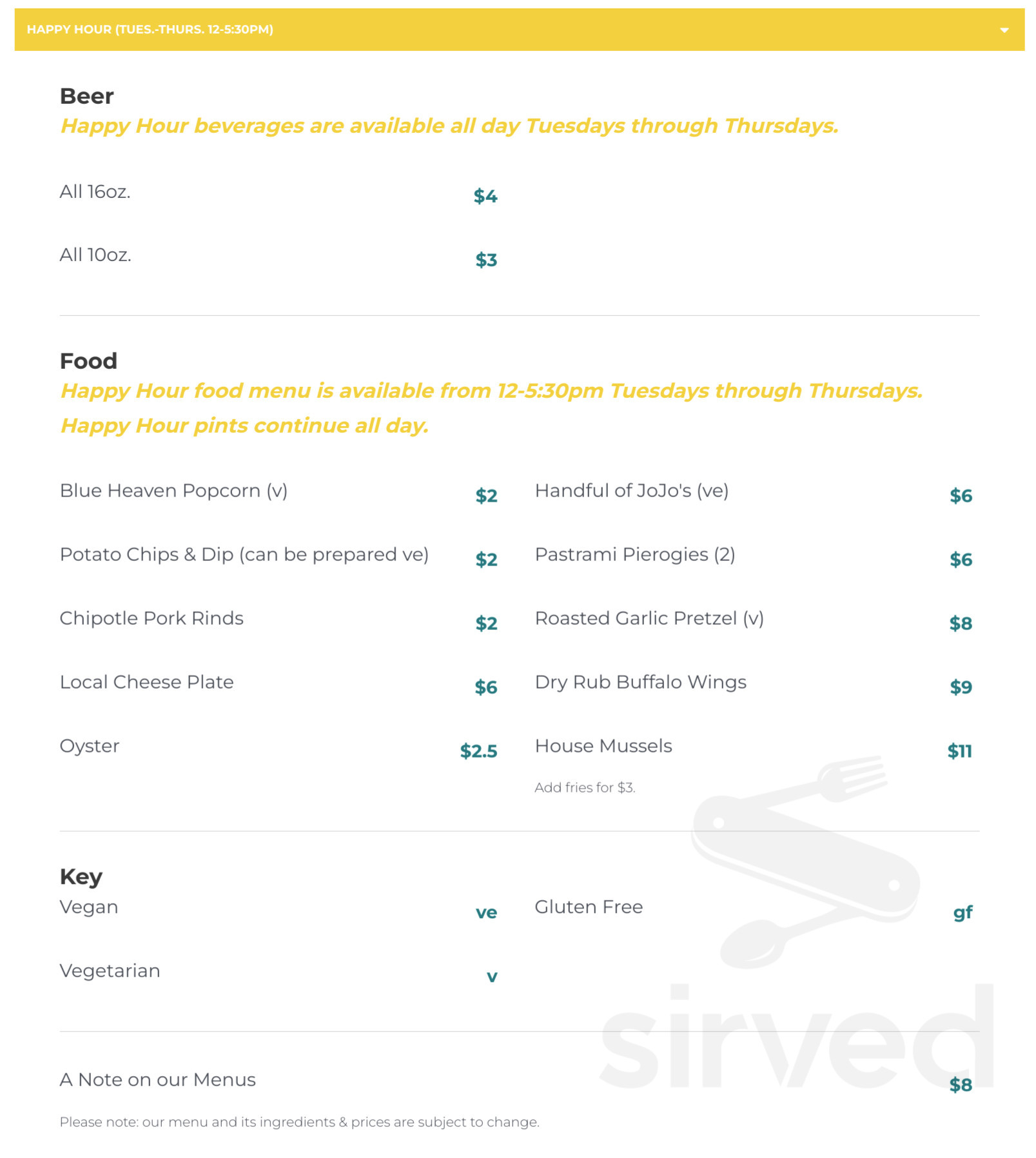 The Better Living Room by Ninkasi Brewing menu in Eugene, Oregon, USA