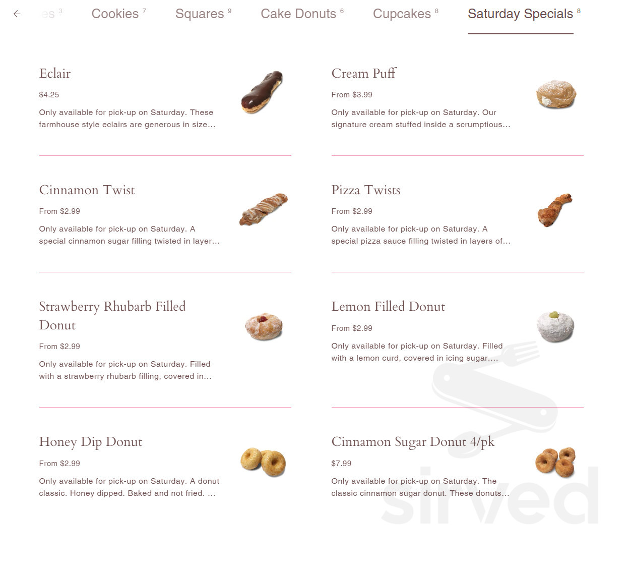 Celebrate gluten free menu in Edmonton, Alberta, Canada