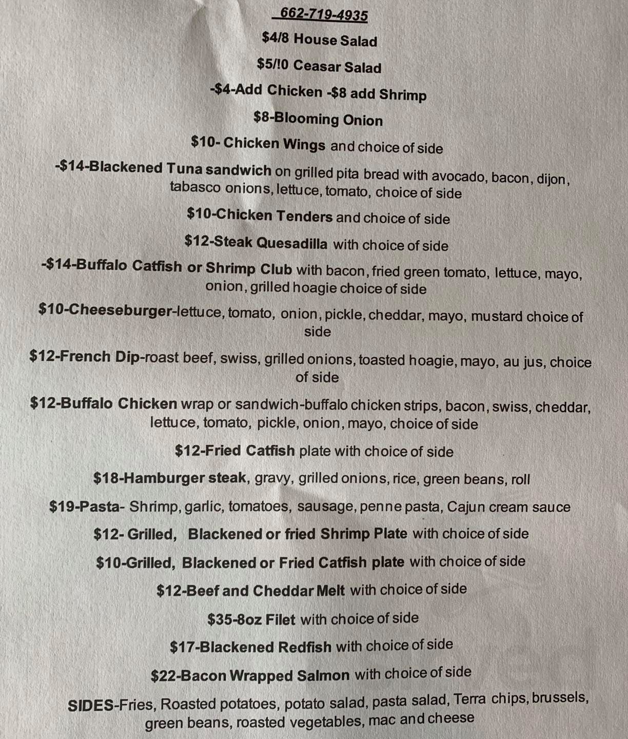 Menu for Uncle Jo's in Cleveland, MS Sirved